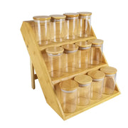 12pcs Glass Spice Jar Set with 3-Tier Bamboo Rack X1584