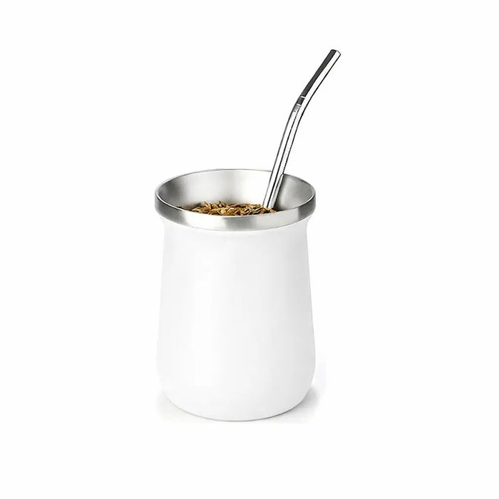 160ml Yerba Mate Cup Double Wall Stainless Steel With Stainless Bombilla Straw  X1542