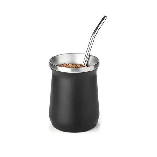 160ml Yerba Mate Cup Double Wall Stainless Steel With Stainless Bombilla Straw  X1542