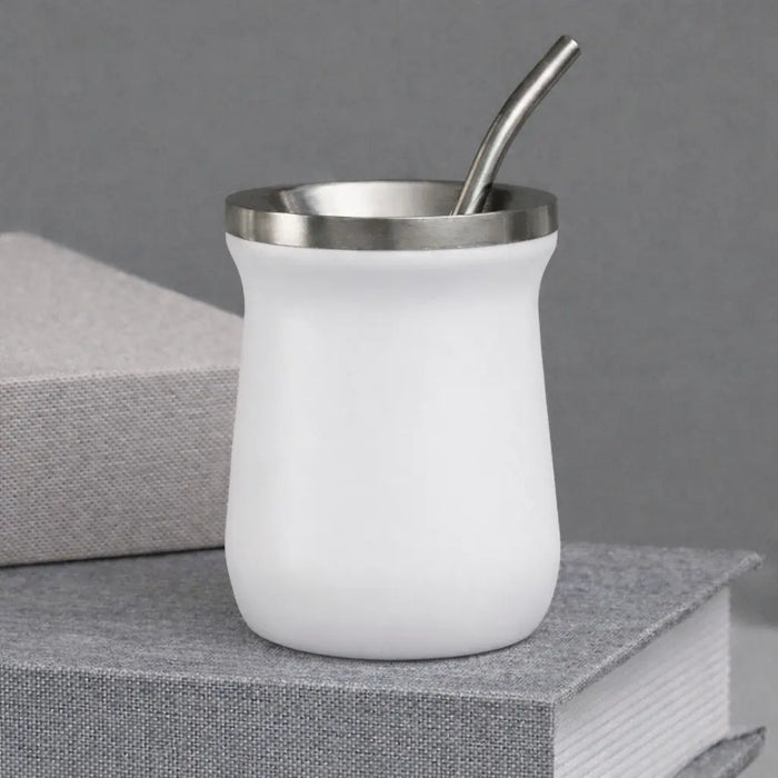 260ml Yerba Mate Cup Double Wall Stainless Steel With Stainless Bombilla Straw  X1541