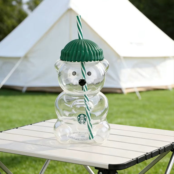 Bearista Glass Cup With Straw 600ml  X1550