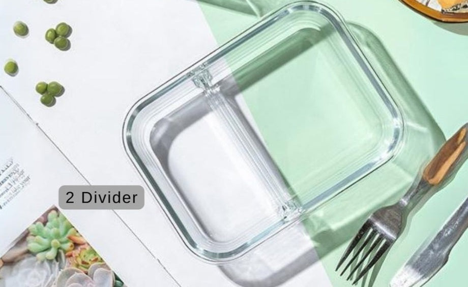 840ML DIVIDED GLASS VACUUM FOOD BOX X409