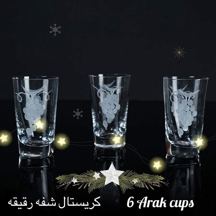 BOHEMIA ENGRAVED SMALL ARAK CUP 125ML 6PCS