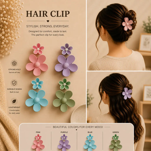 Colorful Flower Hair Clip 2 pcs Set DG116
