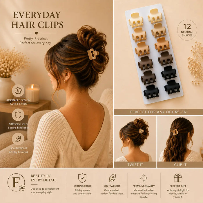 Eveready Medium Hair Clips 12 Pcs Set DG110
