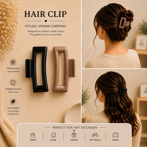 Rectangular Large 2 pcs Hair Clips Set DG113
