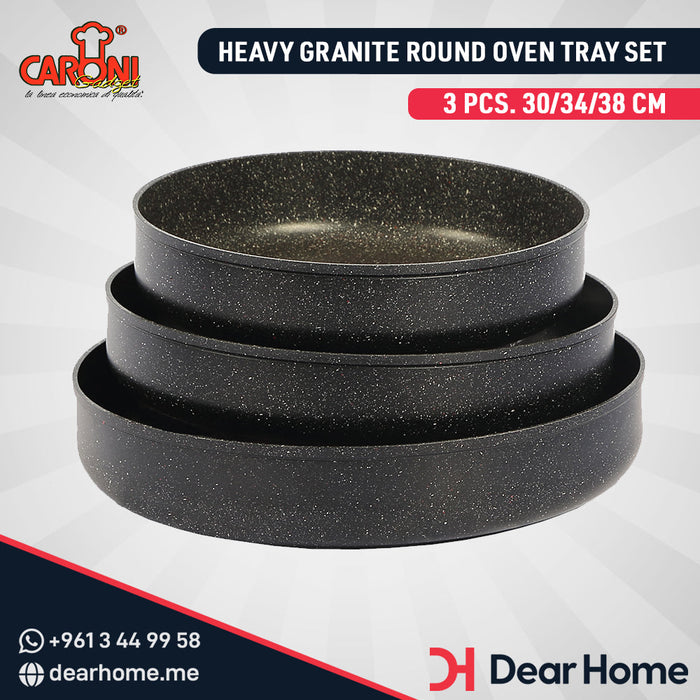 Heavy Granite 3Pcs Round Oven Tray Set