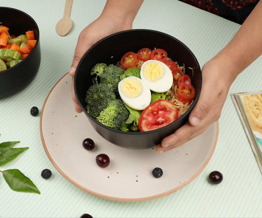 Black 6pcs 6" Stoneware Bowl X1208