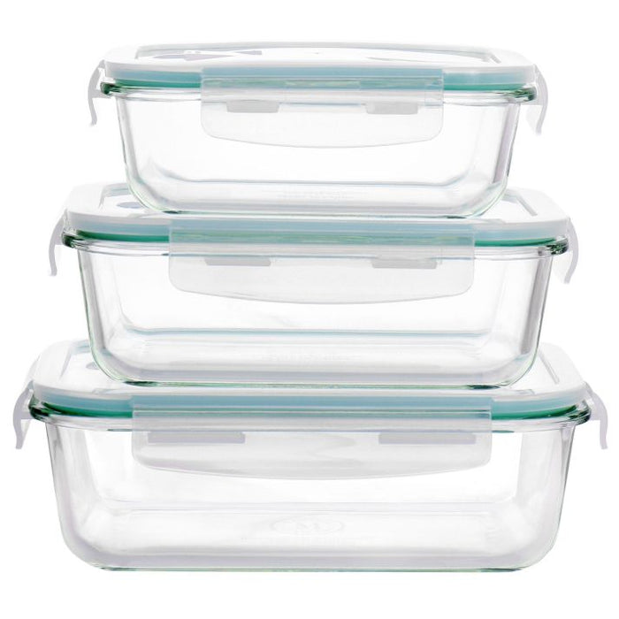 GLASS VACUUM RECTANGULAR FOOD BOX 3PCS  X474