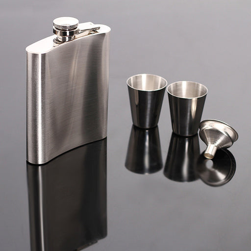 7oz Stainless Leakproof Drink Flask + 2 Shots Set X1451
