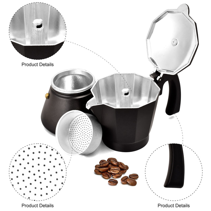6 cups Induction Black Mocha Pot Italian Espresso Maker X1452