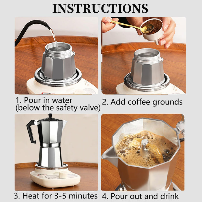 6 cups Silver Mocha Pot Italian Espresso Maker X1453