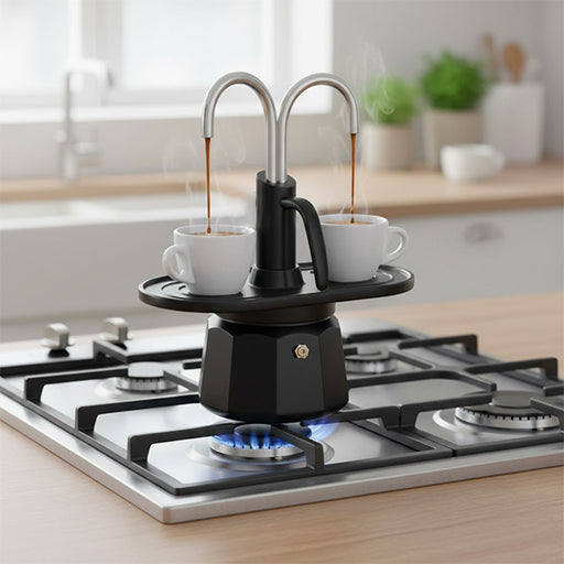 Dual Head Black Mocha Pot Italian Espresso Maker X1454