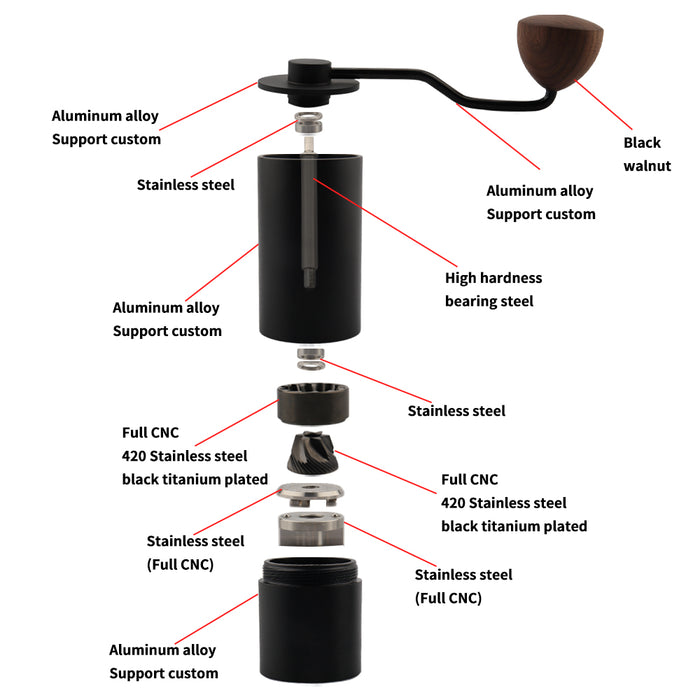 Manual Coffee Grinder Stainless Steel Burr with Adjustable Setting X1456