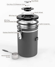 1.5L Coffee Canister Airtight Storage Container Stainless Steel with Scoop, Date Tracker and CO2 Release Valve X1469