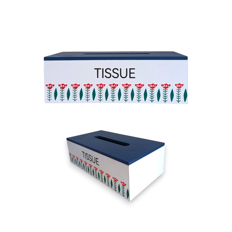 Wood Tissue Box Blue Traditional Lebanese Design X1481