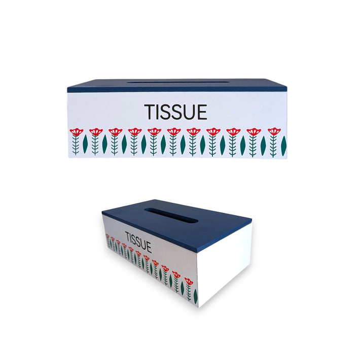 Wood Tissue Box Blue Traditional Lebanese Design X1481