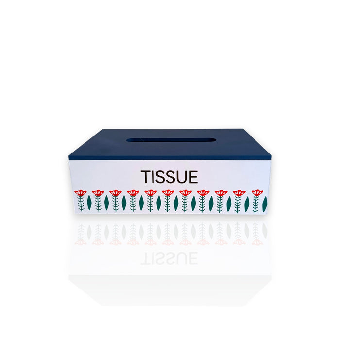 Wood Tissue Box Blue Traditional Lebanese Design X1481