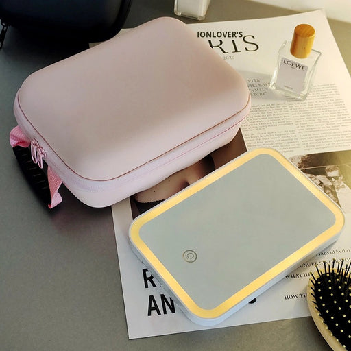 Makeup Cosmetic Organiser Travel Bag with LED Mirror  Rechargeable X1486