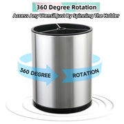 Stainless Steel Rotating Kitchen Utensil Organiser Bucket Holder X1487