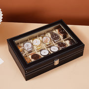 Black Leather Watch Box - For 12 Watches X1494
