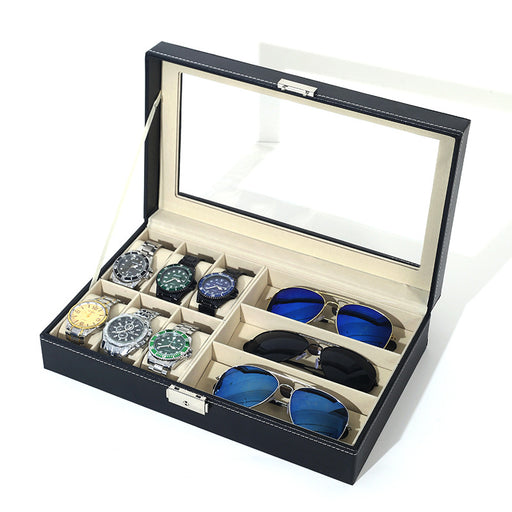 Leather 6 Watch and 3 Eye Glasses Jewelry Box X1495