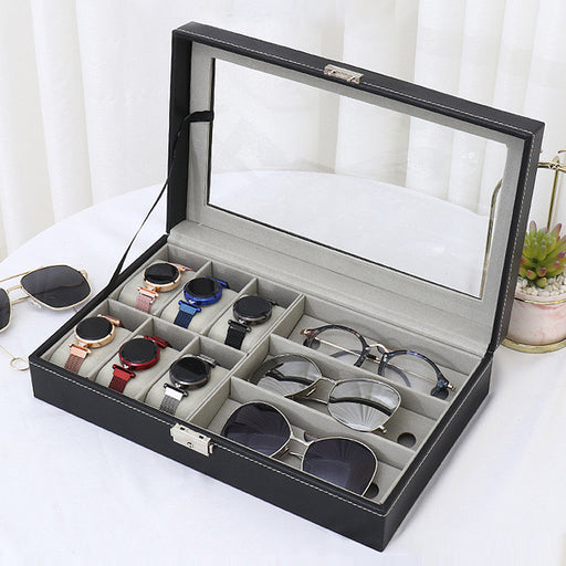 Leather 6 Watch and 3 Eye Glasses Jewelry Box X1495
