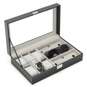 Leather 6 Watch and 3 Eye Glasses Jewelry Box X1495