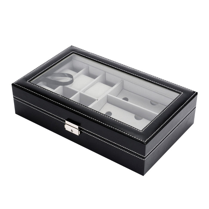 Leather 6 Watch and 3 Eye Glasses Jewelry Box X1495