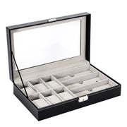 Leather 6 Watch and 3 Eye Glasses Jewelry Box X1495