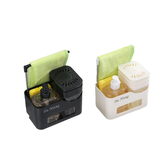 Kitchen Soap Dispenser Set with Dishwashing Liquid and Hand Soap Detergent, Sponge Holder X1503