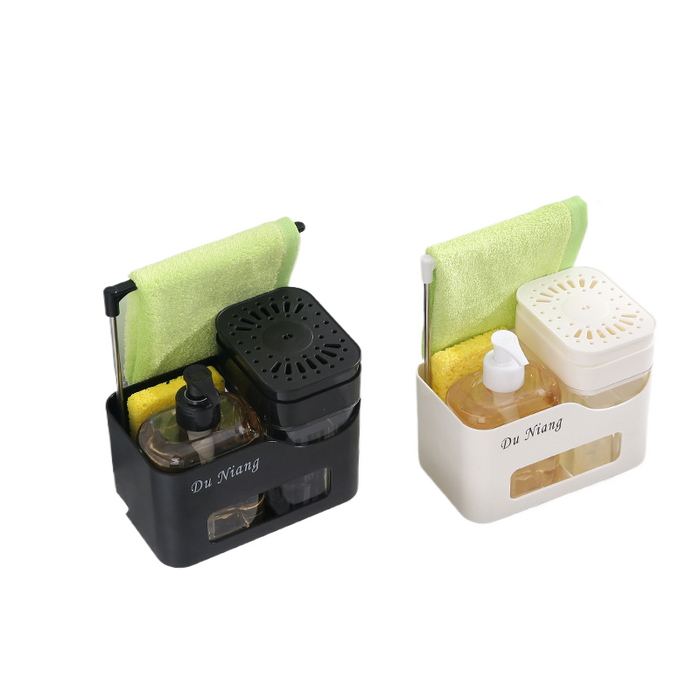 Kitchen Soap Dispenser Set with Dishwashing Liquid and Hand Soap Detergent, Sponge Holder X1503