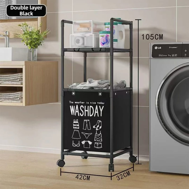 Laundry Basket With Over Rack and Wheels No. YX9142 X1507
