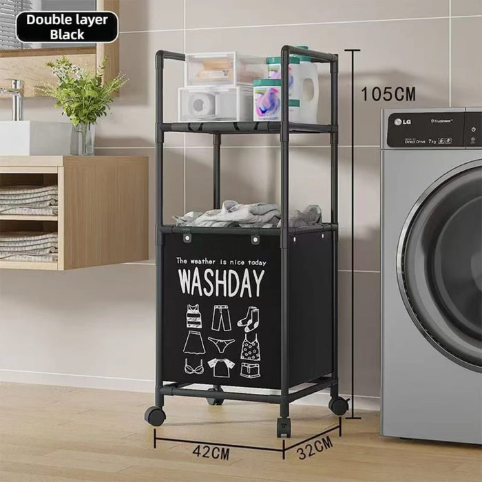 Laundry Basket With Over Rack and Wheels No. YX9142 X1507