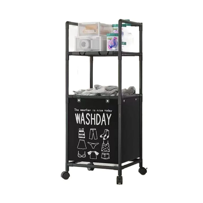 Laundry Basket With Over Rack and Wheels No. YX9142 X1507