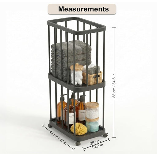 Bath or Home Cloth Storage Organiser Basket 2 Layers X1508