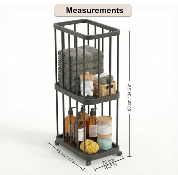 Bath or Home Cloth Storage Organiser Basket 2 Layers X1508