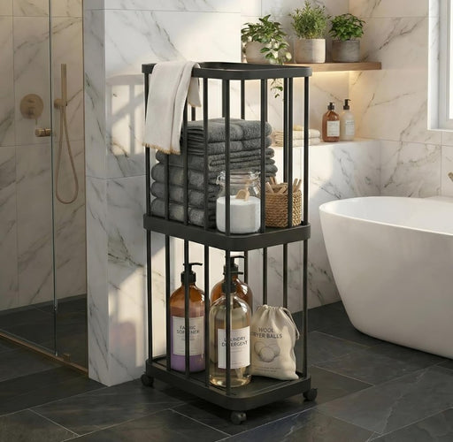 Bath or Home Cloth Storage Organiser Basket 2 Layers X1508