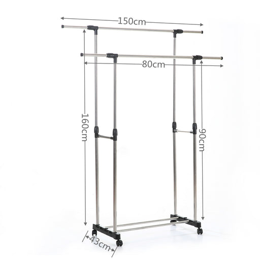 Laundry Cloth Metal Double Pole Stand Rack No. 8016  X1515