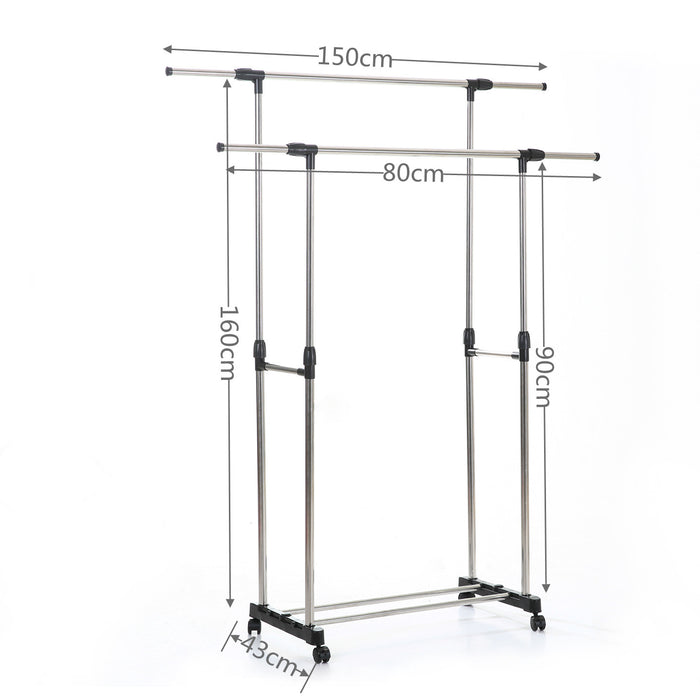 Laundry Cloth Metal Double Pole Stand Rack No. 8016  X1515