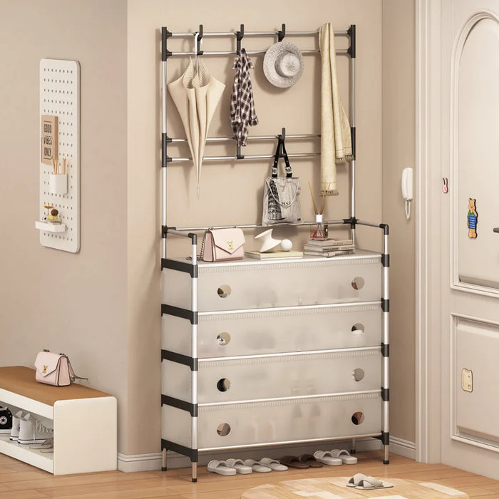 4 Tiers Coat and Shoe Rack Organiser with Dust Cover No. DX6205B  X1516