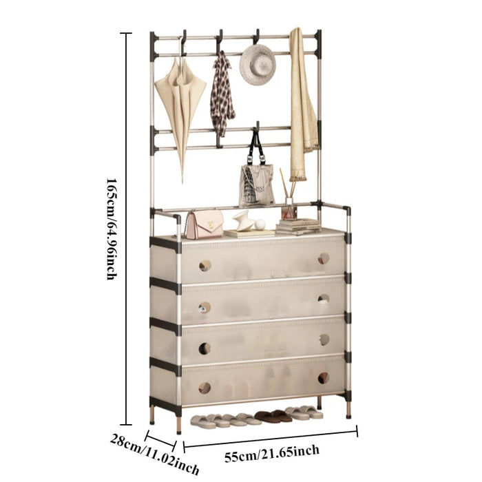 4 Tiers Coat and Shoe Rack Organiser with Dust Cover No. DX6205B  X1516