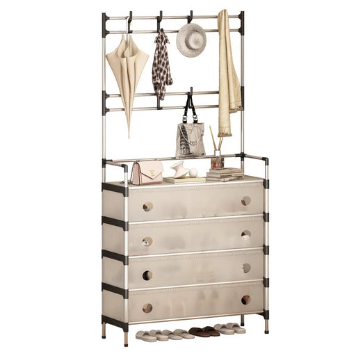 4 Tiers Coat and Shoe Rack Organiser with Dust Cover No. DX6205B  X1516
