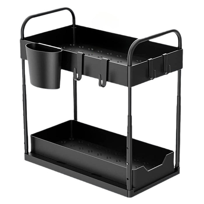  Under Sink Double Layer Sliding Storage Basket Black Organiser No. 6814 X1524