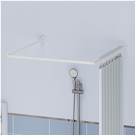 White Aluminum Corner Shower Curtain Rod U Shape X1527