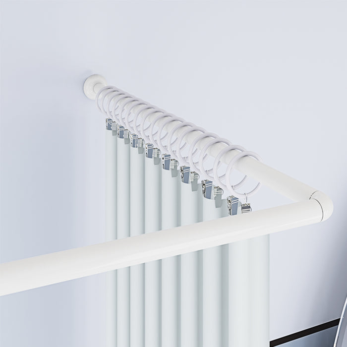 White Aluminum Corner Shower Curtain Rod U Shape X1527