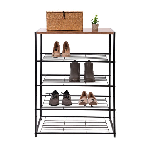 Entryway 3 layers Shoe Shelf Stand Organiser with Wood Surface X1533