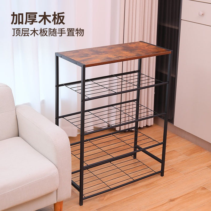 Entryway 3 layers Shoe Shelf Stand Organiser with Wood Surface X1533