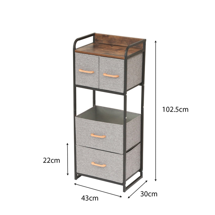 Fabric Dresser with 5 Drawers - Sturdy Steel Frame, Wooden Top & Easy Pull Fabric Bins  No. YP-807  X1537
