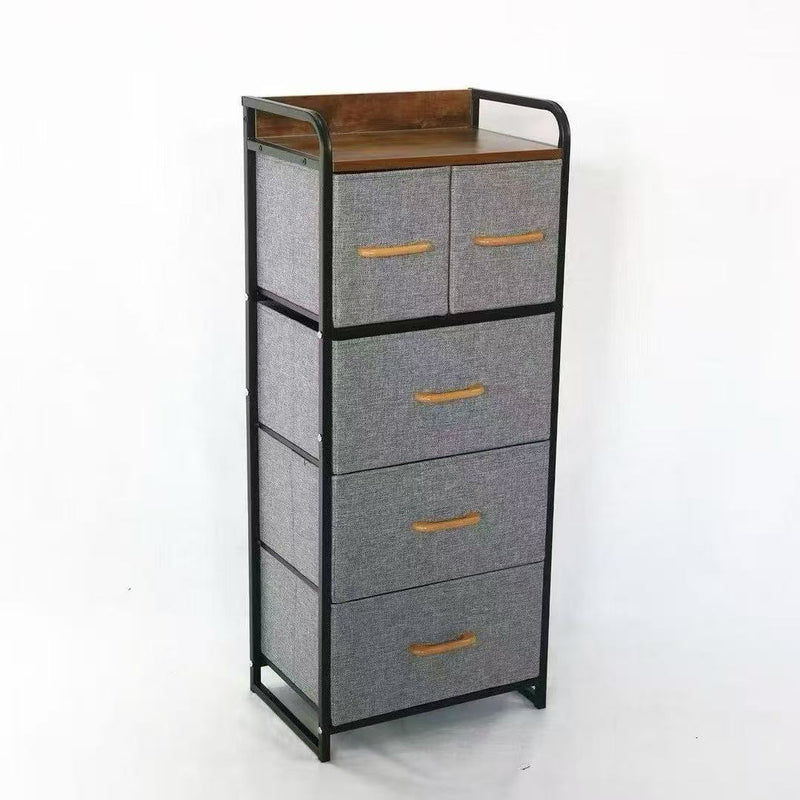 Fabric Dresser with 5 Drawers - Sturdy Steel Frame, Wooden Top & Easy Pull Fabric Bins  No. YP-807  X1537